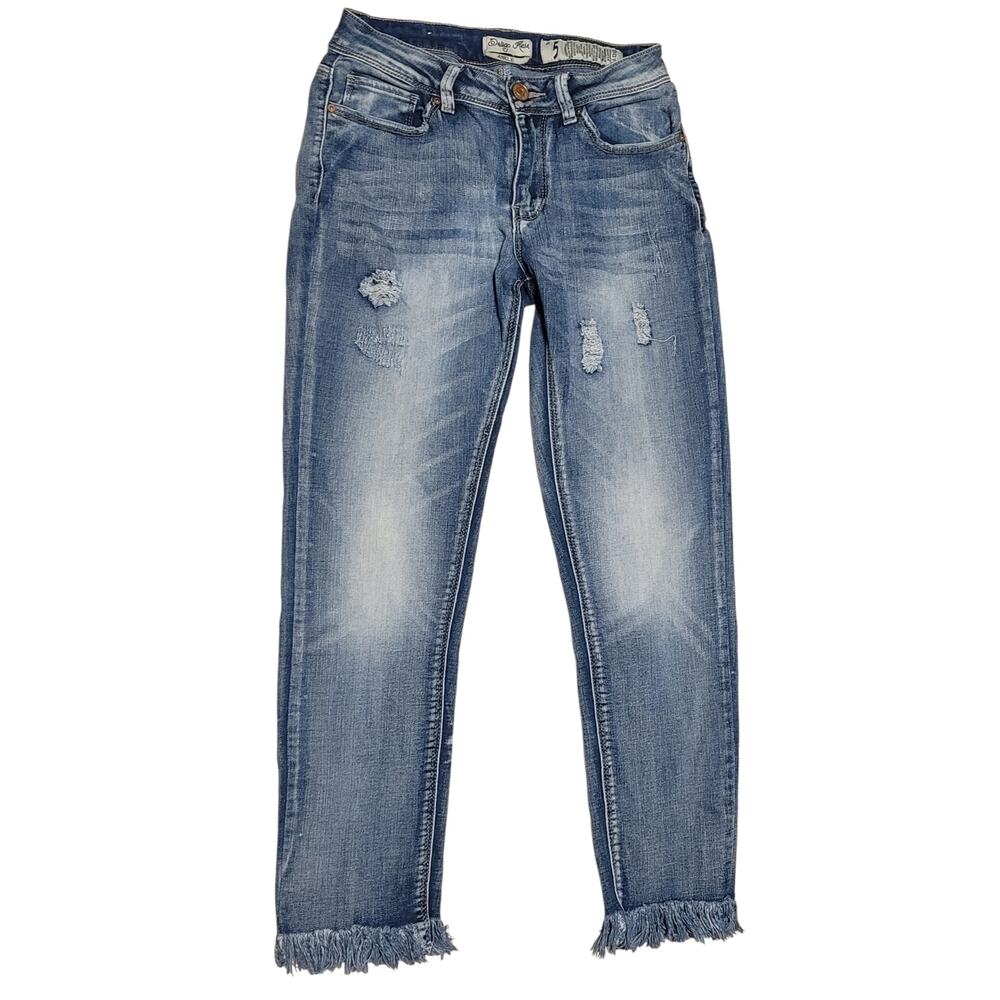 Indigo Rein Jeans Women's Medium Wash Cropped Ankle Jeans Tag Sz 5, 25Wx27L